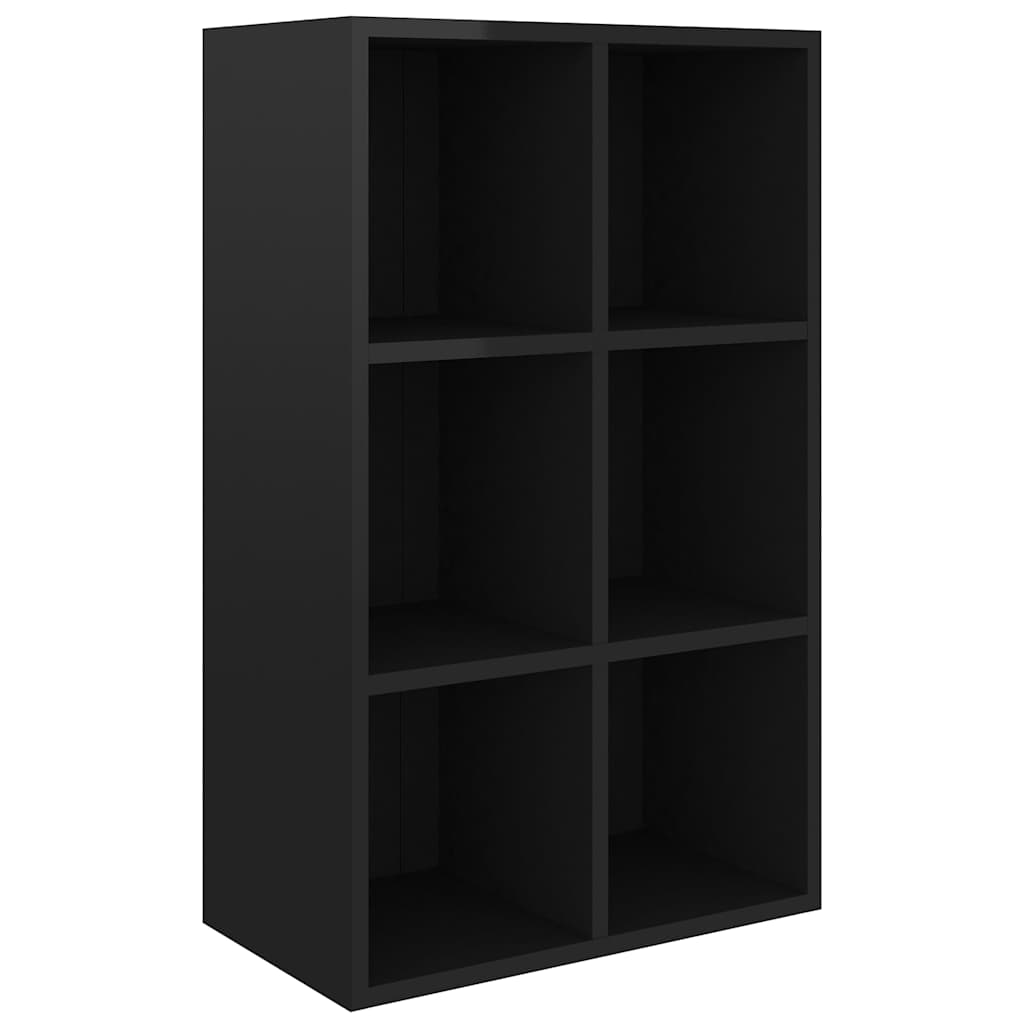 Ραφιέρα/Βιβλιοθήκη Γυαλιστερό Μαύρο 66x30x98 εκ. Επεξ. Ξύλο