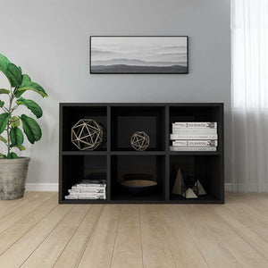 Ραφιέρα/Βιβλιοθήκη Γυαλιστερό Μαύρο 66x30x98 εκ. Επεξ. Ξύλο