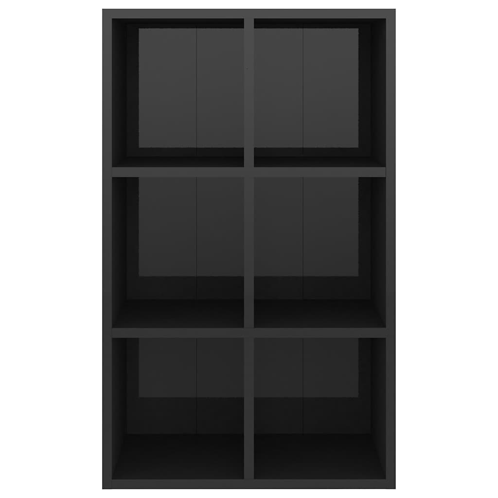 Ραφιέρα/Βιβλιοθήκη Γυαλιστερό Μαύρο 66x30x98 εκ. Επεξ. Ξύλο