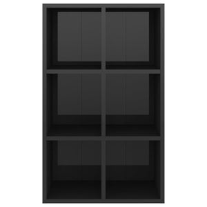 Ραφιέρα/Βιβλιοθήκη Γυαλιστερό Μαύρο 66x30x98 εκ. Επεξ. Ξύλο