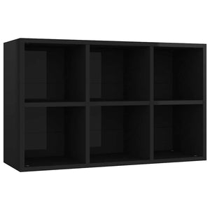 Ραφιέρα/Βιβλιοθήκη Γυαλιστερό Μαύρο 66x30x98 εκ. Επεξ. Ξύλο