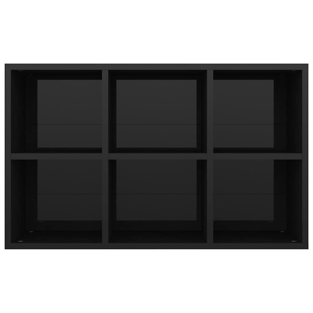 Ραφιέρα/Βιβλιοθήκη Γυαλιστερό Μαύρο 66x30x98 εκ. Επεξ. Ξύλο