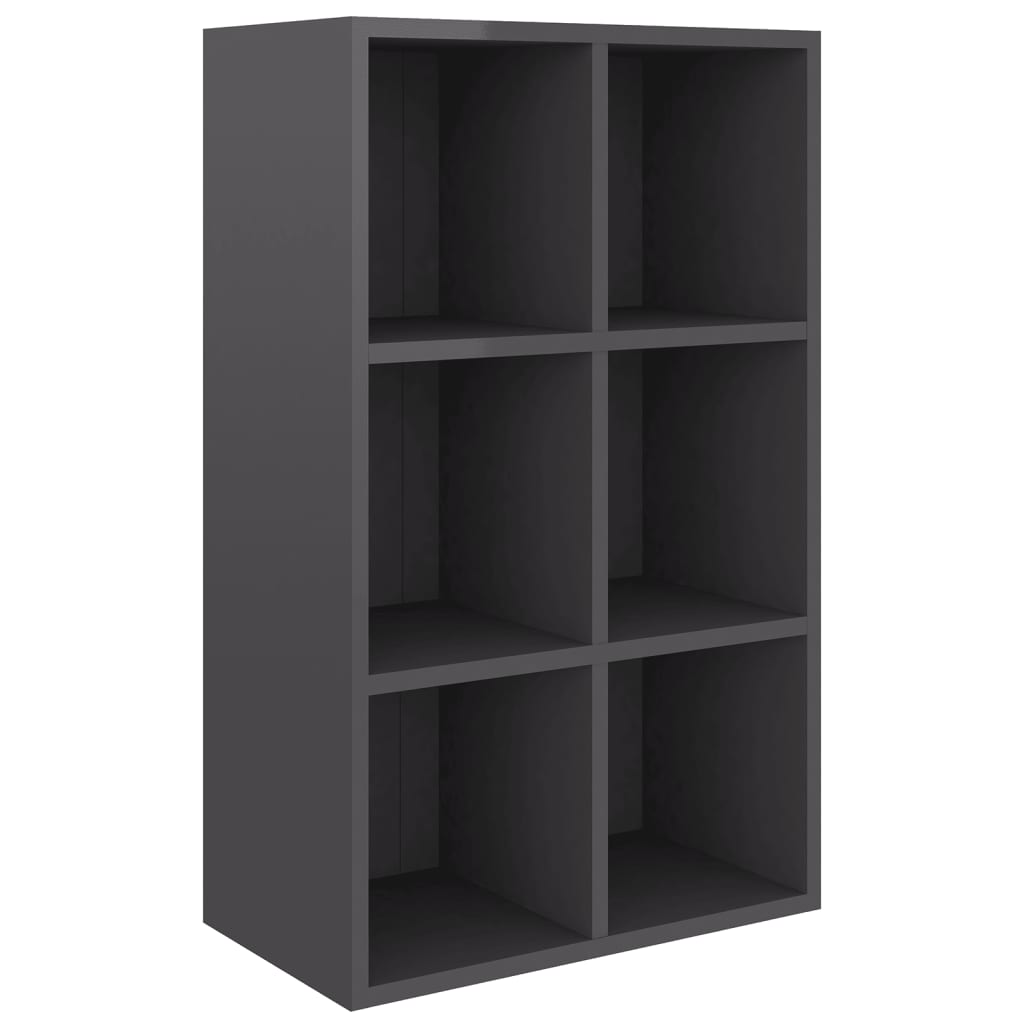 Ραφιέρα / Βιβλιοθήκη Γυαλιστερό Γκρι 66x30x98 εκ. Επεξ. Ξύλο - Pakobazaar