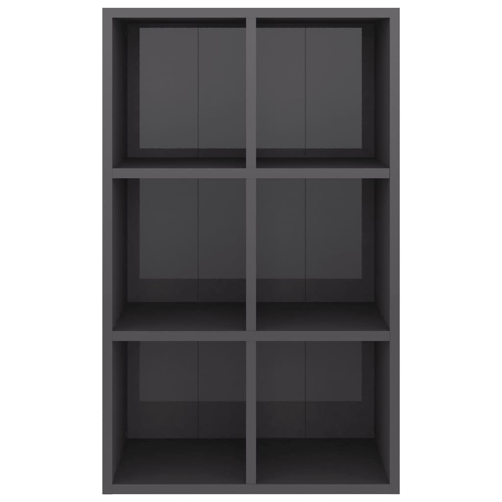 Ραφιέρα / Βιβλιοθήκη Γυαλιστερό Γκρι 66x30x98 εκ. Επεξ. Ξύλο - Pakobazaar