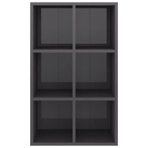 Ραφιέρα / Βιβλιοθήκη Γυαλιστερό Γκρι 66x30x98 εκ. Επεξ. Ξύλο - Pakobazaar