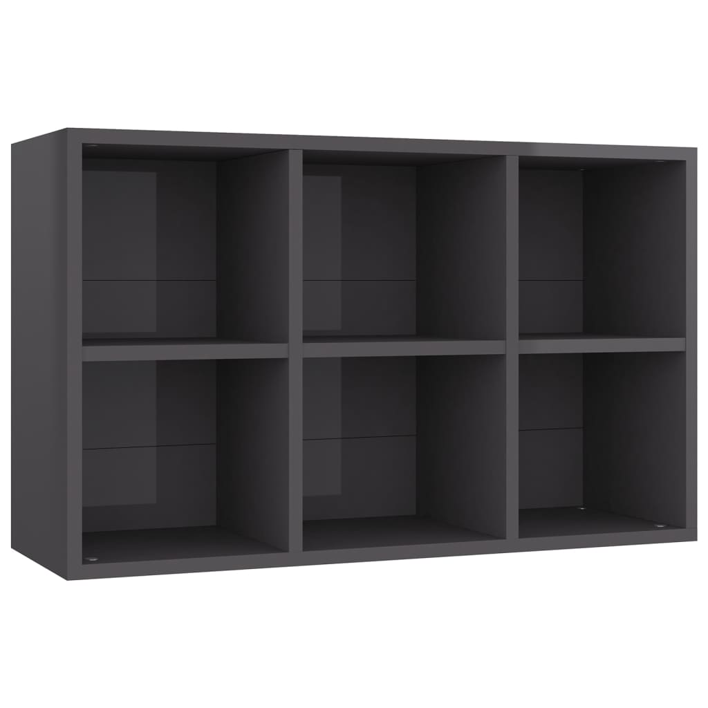 Ραφιέρα / Βιβλιοθήκη Γυαλιστερό Γκρι 66x30x98 εκ. Επεξ. Ξύλο - Pakobazaar