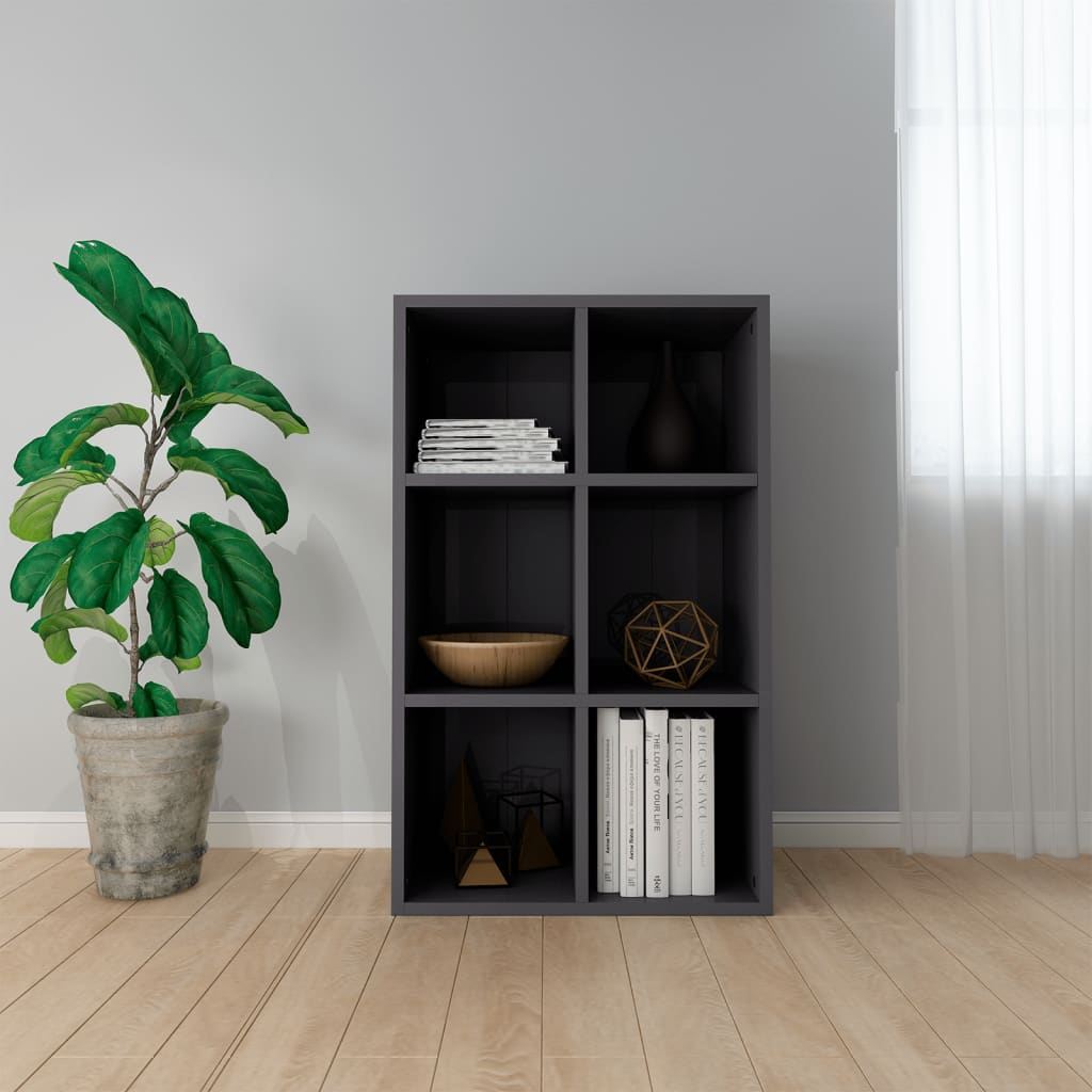 Ραφιέρα / Βιβλιοθήκη Γυαλιστερό Γκρι 66x30x98 εκ. Επεξ. Ξύλο - Pakobazaar
