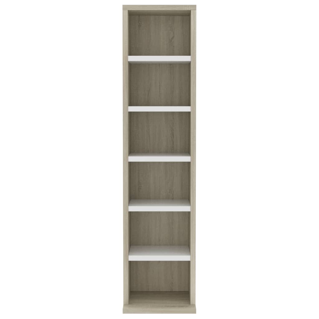 Έπιπλο για CD Λευκό/Sonoma Δρυς 21x20x88 εκ. Επεξεργασμένο Ξύλο