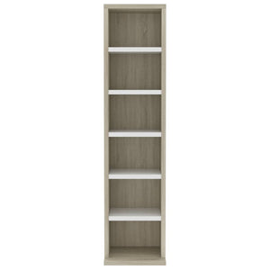 Έπιπλο για CD Λευκό/Sonoma Δρυς 21x20x88 εκ. Επεξεργασμένο Ξύλο