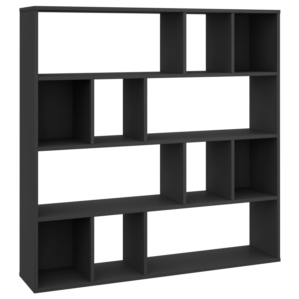 Διαχωριστικό/Βιβλιοθήκη Μαύρο 110x24x110 εκ. από Μοριοσανίδα - Pakobazaar
