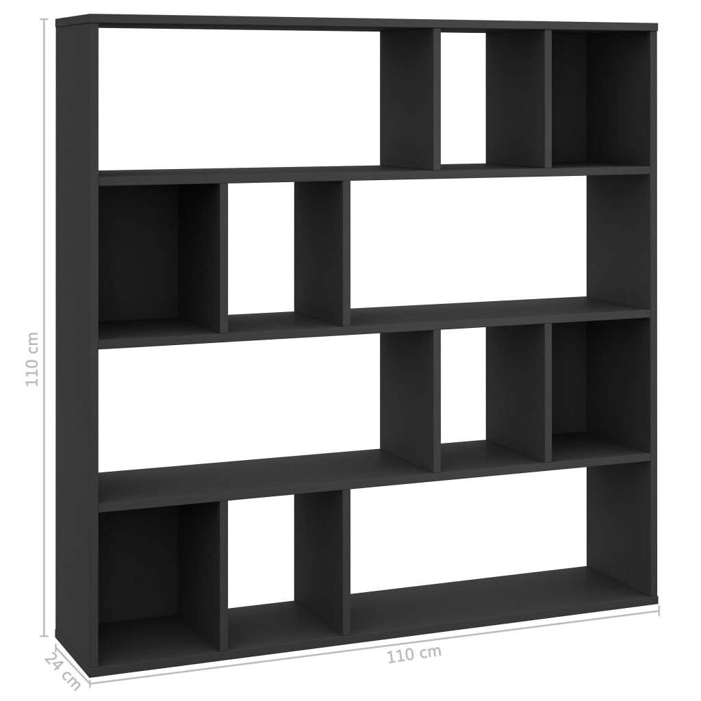 Διαχωριστικό/Βιβλιοθήκη Μαύρο 110x24x110 εκ. από Μοριοσανίδα - Pakobazaar
