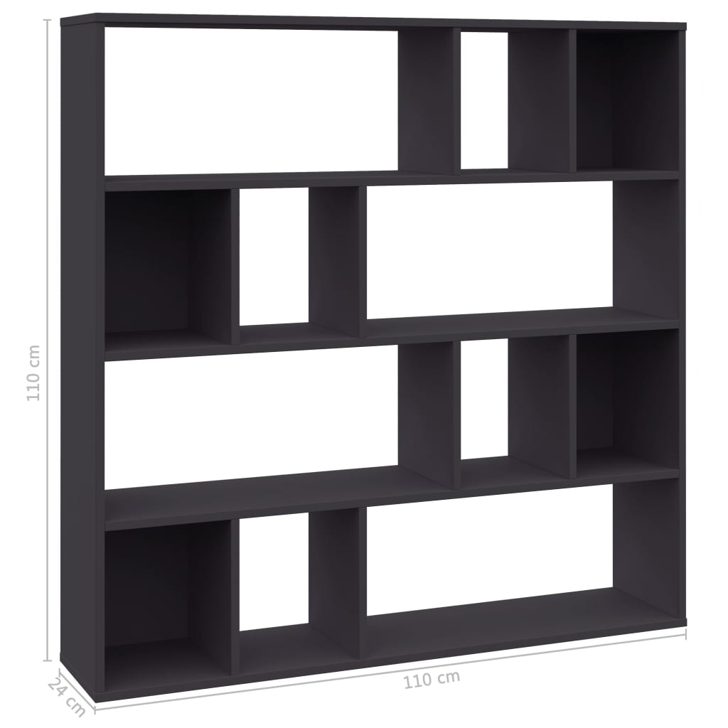Διαχωριστικό/Βιβλιοθήκη Γκρι 110x24x110 εκ. από Μοριοσανίδα