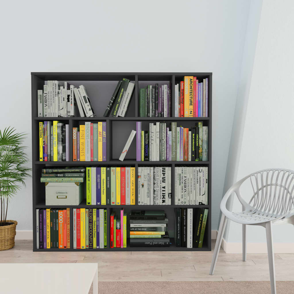 Διαχωριστικό/Βιβλιοθήκη Γκρι 110x24x110 εκ. από Μοριοσανίδα