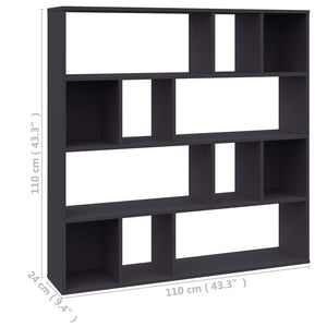 Διαχωριστικό/Βιβλιοθήκη Γκρι 110x24x110 εκ. από Μοριοσανίδα