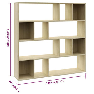 Διαχωριστικό/Βιβλιοθήκη Sonoma Δρυς 110x24x110 εκ. Μοριοσανίδα