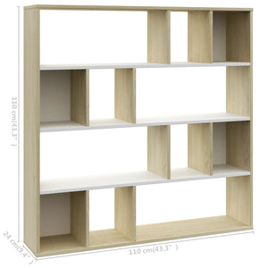 Διαχωριστικό/Βιβλιοθήκη Λευκό/Sonoma 110x24x110 εκ. Μοριοσανίδα