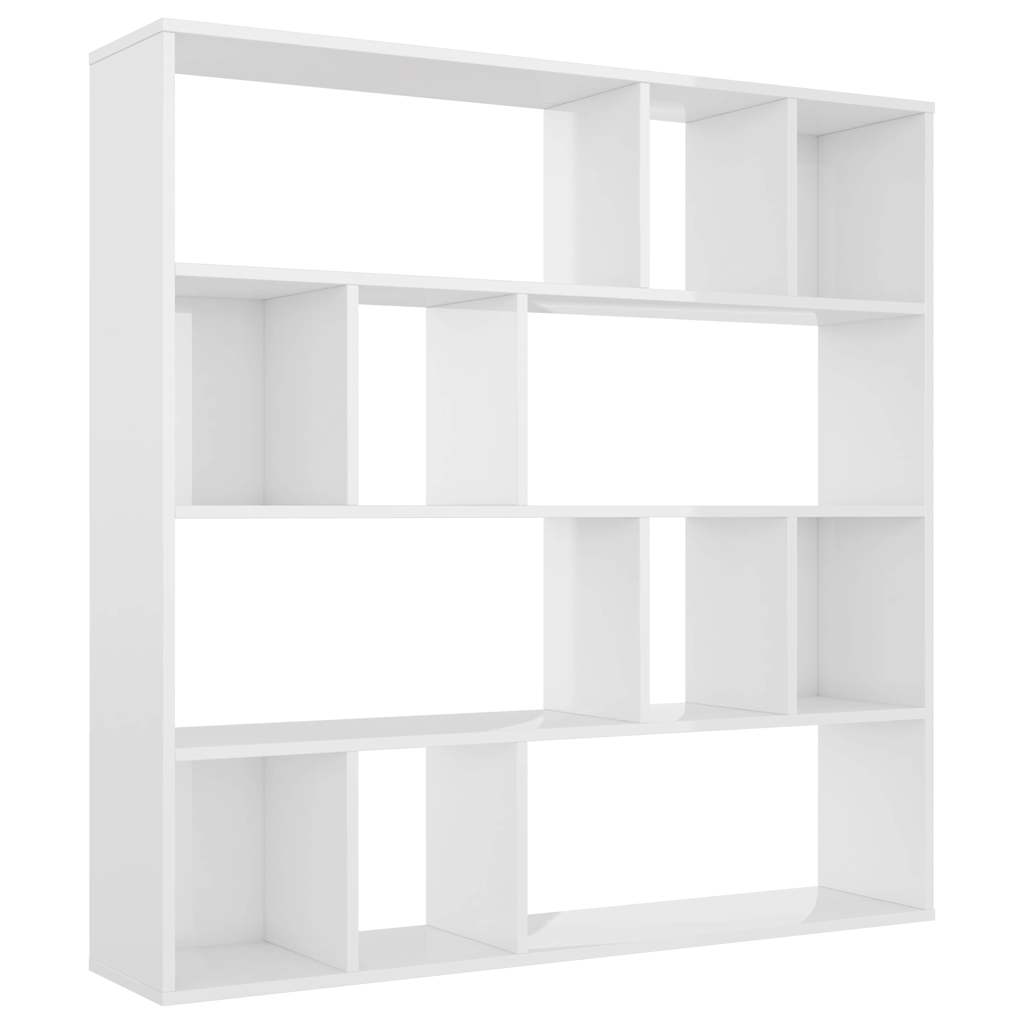 Διαχωριστικό/Βιβλιοθήκη Γυαλ. Λευκό 110x24x110 εκ. Μοριοσανίδα