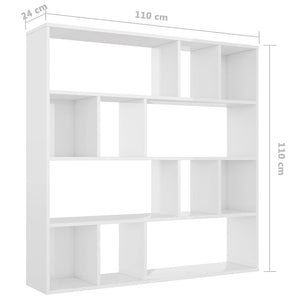Διαχωριστικό/Βιβλιοθήκη Γυαλ. Λευκό 110x24x110 εκ. Μοριοσανίδα