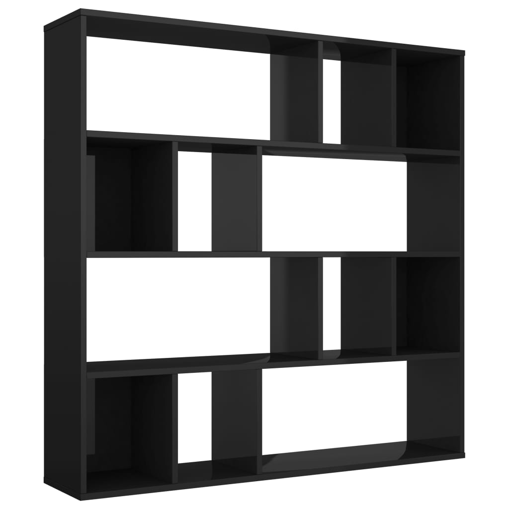 Διαχωριστικό/Βιβλιοθήκη Γυαλ. Μαύρο 110x24x110 εκ. Μοριοσανίδα - Pakobazaar