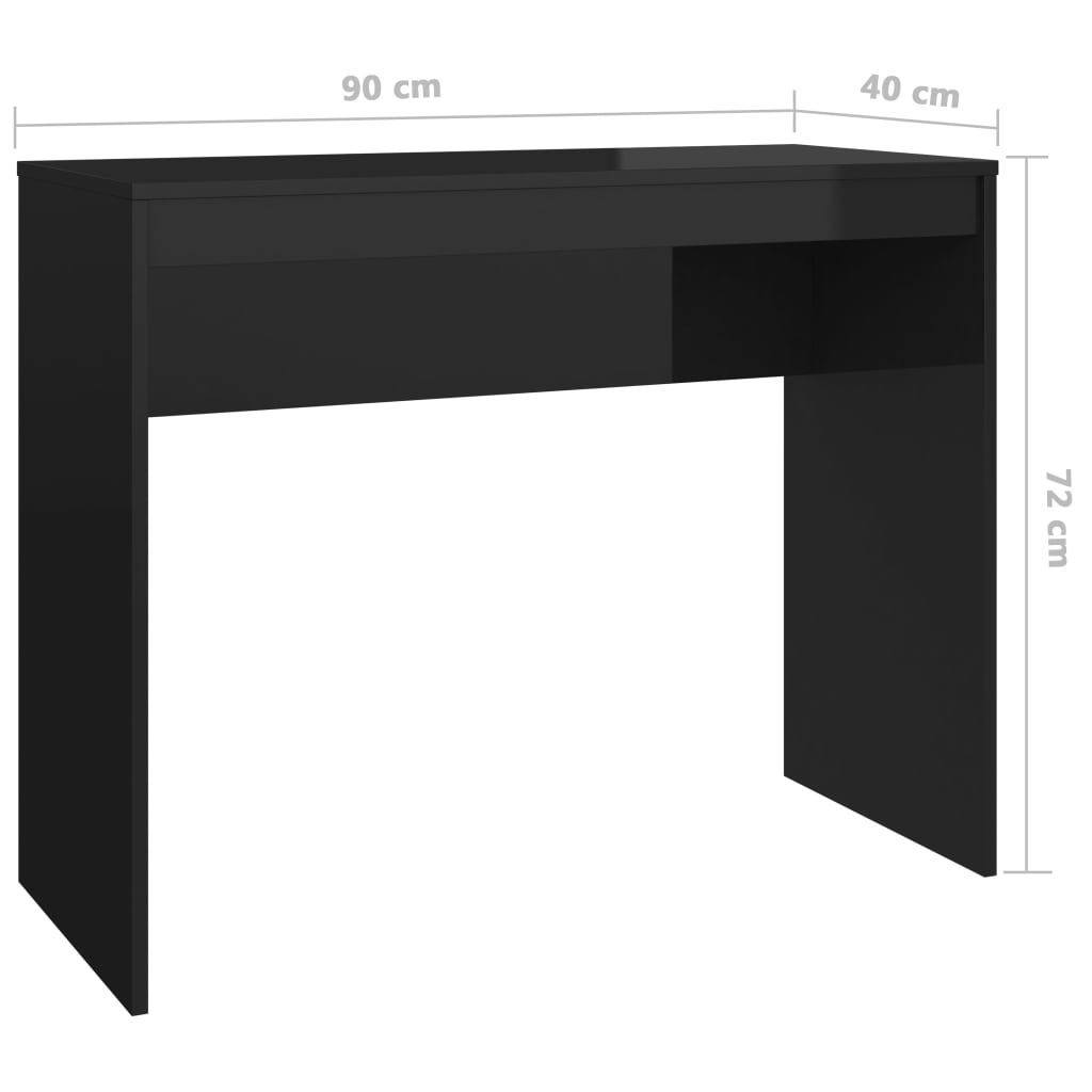 Γραφείο Γυαλ. Μαύρο 90 x 40 x 72 εκ. από Επεξεργασμένο Ξύλο