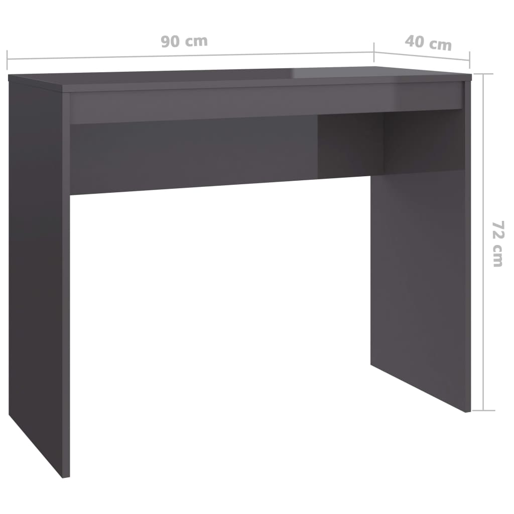 Γραφείο Γυαλιστερό Γκρι 90x40x72 εκ. Επεξεργασμένο Ξύλο