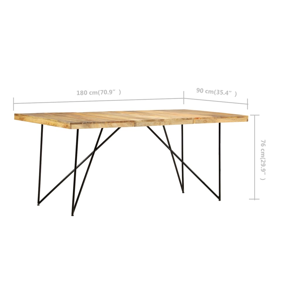 Τραπεζαρία 180 x 90 x 76 εκ. από Μασίφ Ξύλο Μάνγκο - PAKOBAZAAR