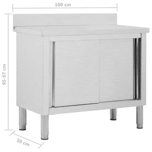 Ερμάριο Πάγκος Συρόμενες Πόρτες 100x50x(95-97) εκ. Ανοξ. Ατσάλι - Pakobazaar