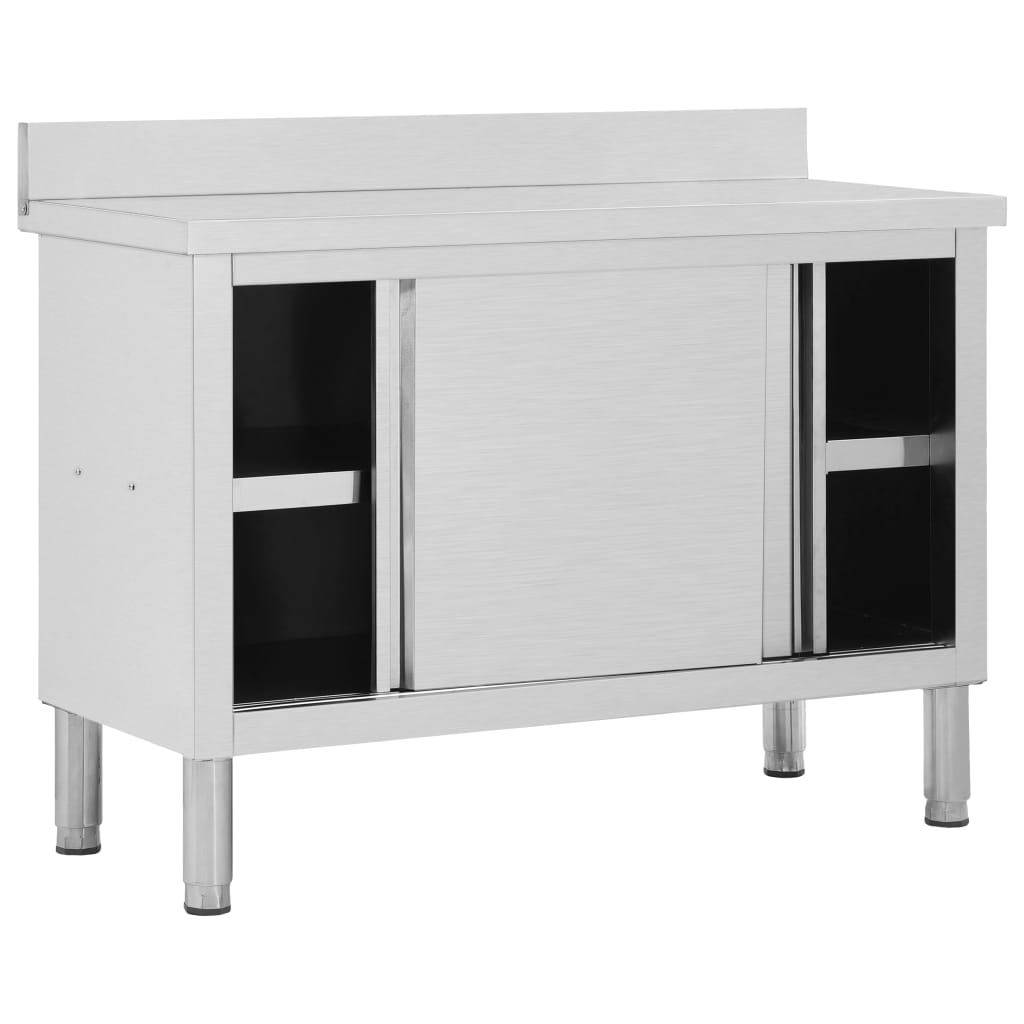 Ερμάριο Πάγκος Συρόμενες Πόρτες 120x50x(95-97) εκ. Ανοξ. Ατσάλι - Pakobazaar