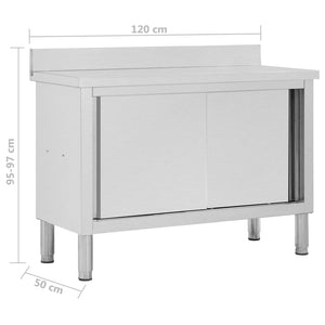 Ερμάριο Πάγκος Συρόμενες Πόρτες 120x50x(95-97) εκ. Ανοξ. Ατσάλι - Pakobazaar
