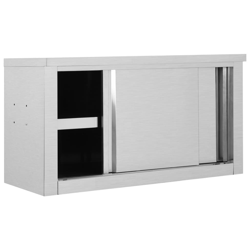 Ερμάριο Τοίχου με Συρόμενες Πόρτες 90x40x50 εκ. Ανοξ. Ατσάλι - Pakobazaar