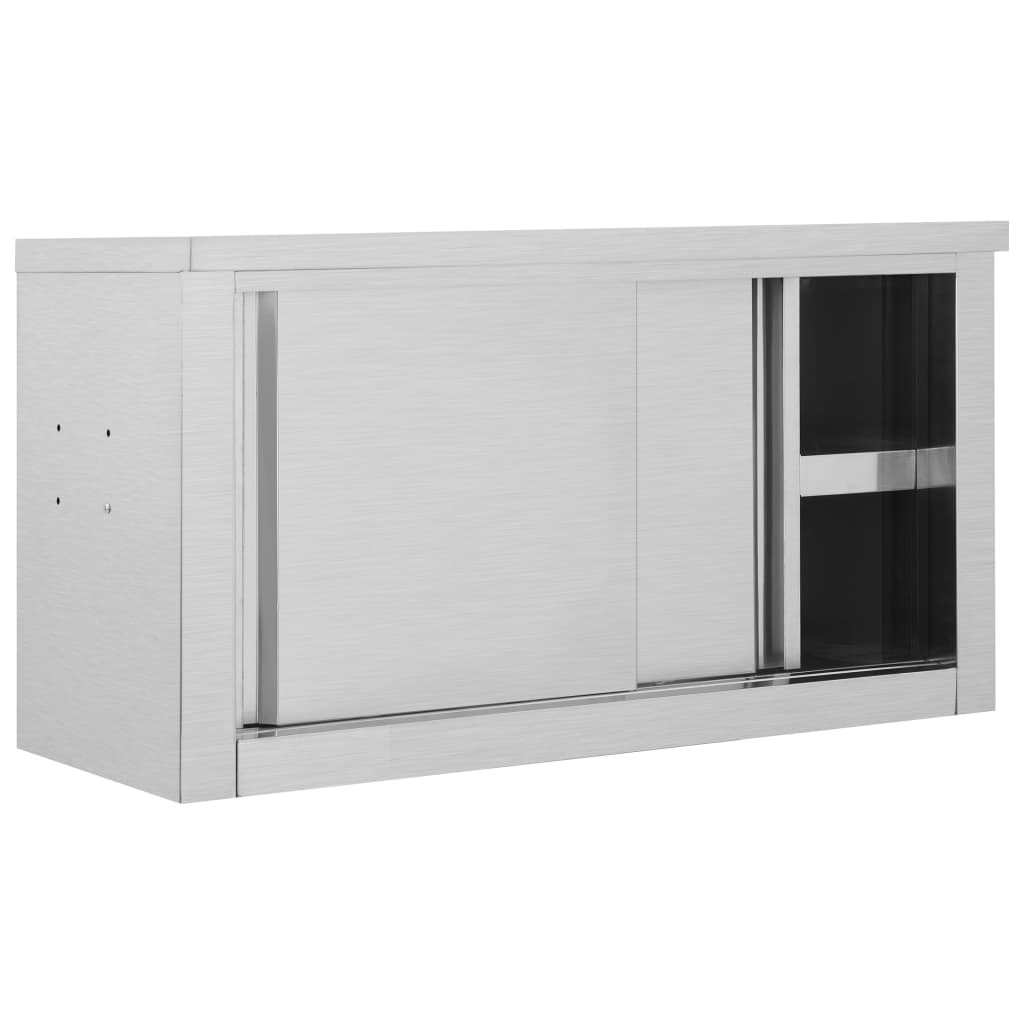 Ερμάριο Τοίχου με Συρόμενες Πόρτες 90x40x50 εκ. Ανοξ. Ατσάλι - Pakobazaar