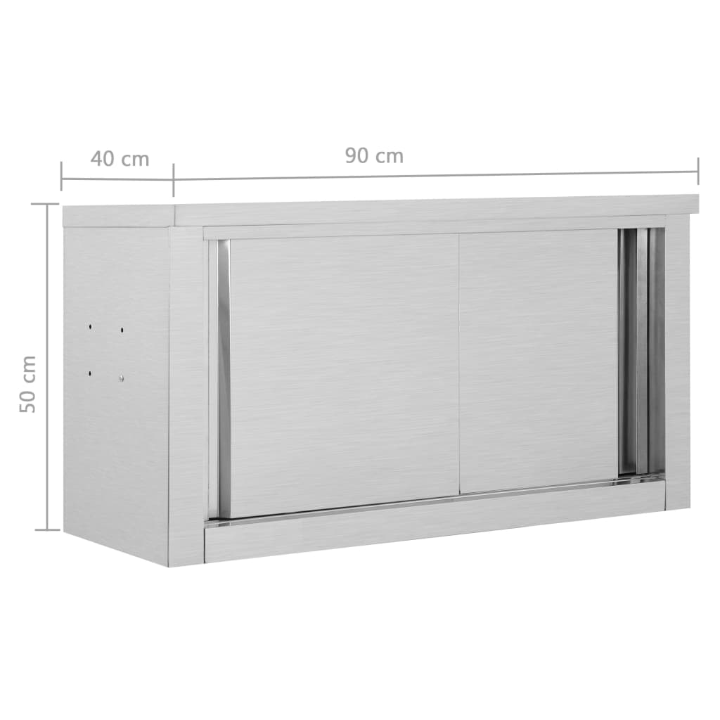 Ερμάριο Τοίχου με Συρόμενες Πόρτες 90x40x50 εκ. Ανοξ. Ατσάλι - Pakobazaar