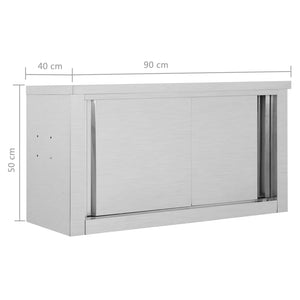 Ερμάριο Τοίχου με Συρόμενες Πόρτες 90x40x50 εκ. Ανοξ. Ατσάλι - Pakobazaar