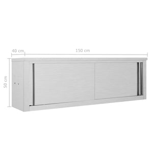 Ερμάριο Τοίχου με Συρόμενες Πόρτες 150x40x50 εκ. Ανοξ. Ατσάλι - Pakobazaar