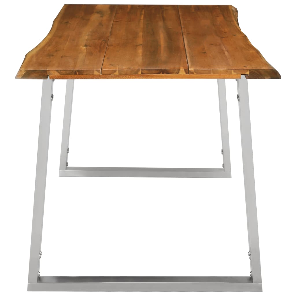 Τραπεζαρία 160x80x75 εκ. Μασίφ Ξύλο Ακακίας / Ανοξείδωτο Ατσάλι - Pakobazaar
