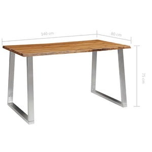 Τραπεζαρία 140x80x75 εκ. Μασίφ Ξύλο Ακακίας / Ανοξείδωτο Ατσάλι