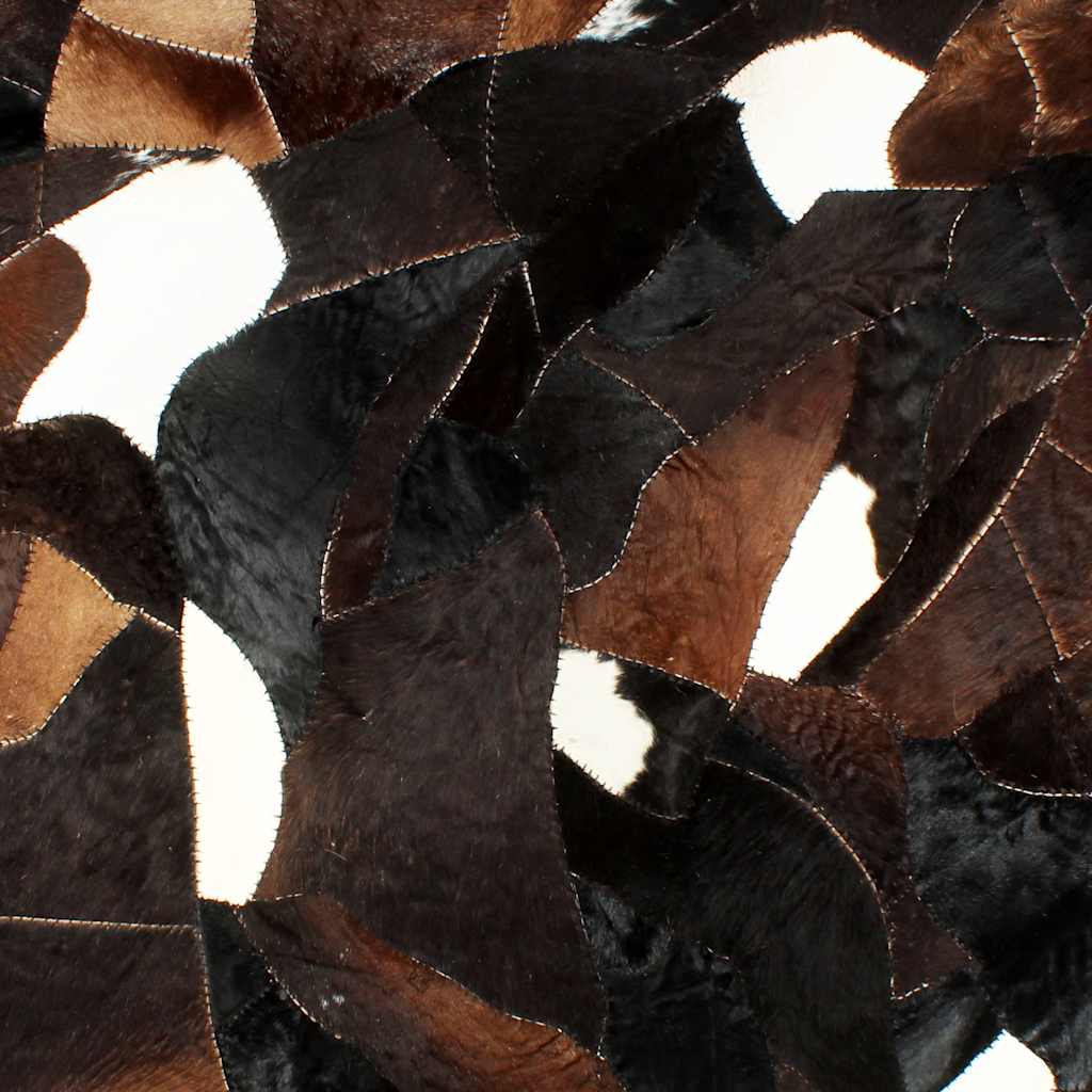 Χαλί Patchwork Μαύρο/Λευκό/Καφέ 160 x 230 εκ. Δέρμα με Τρίχωμα