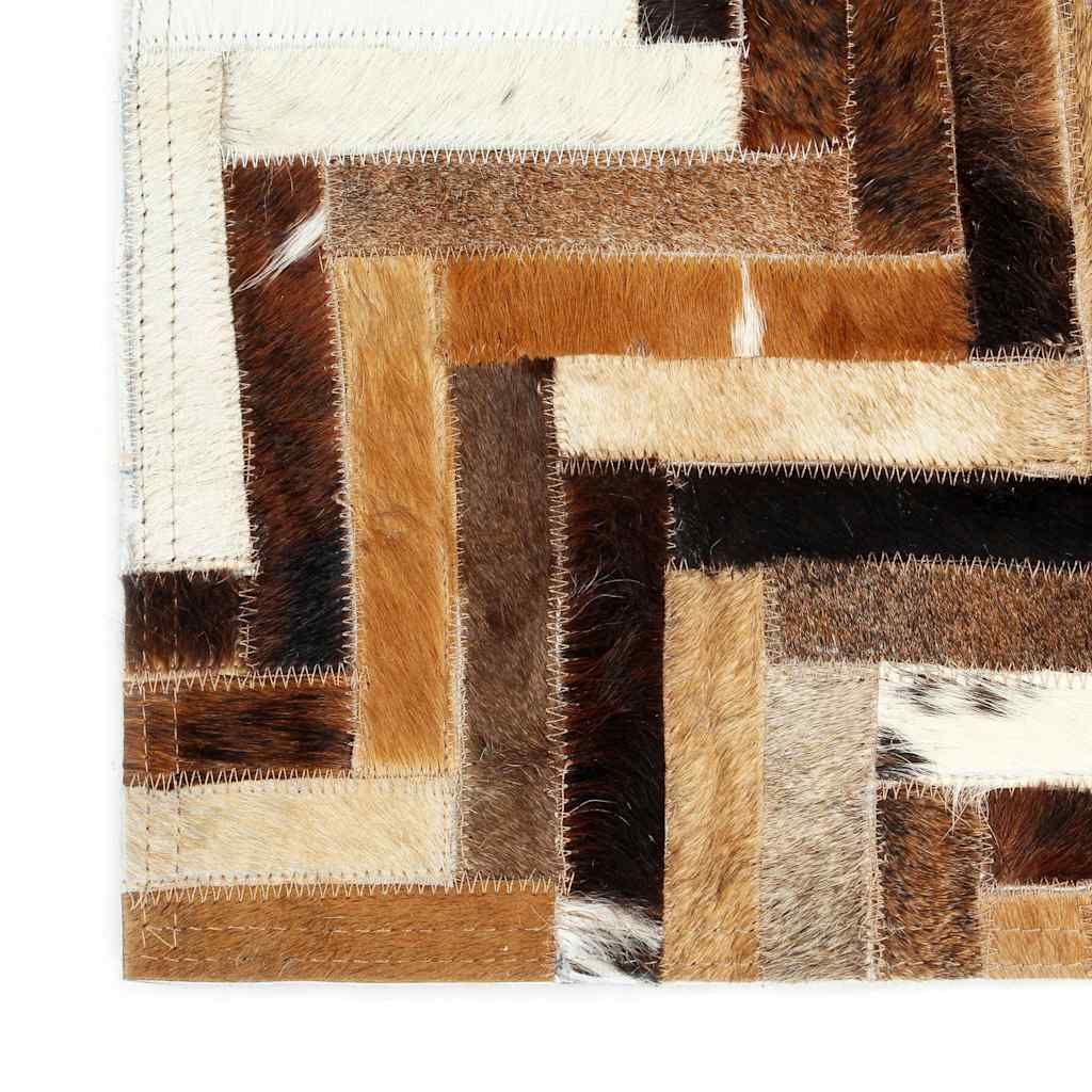 Χαλί Patchwork Καφέ / Λευκό 160 x 230 εκ. Δέρμα με Τρίχωμα - Pakobazaar