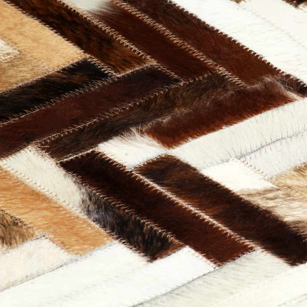 Χαλί Patchwork Καφέ / Λευκό 160 x 230 εκ. Δέρμα με Τρίχωμα - Pakobazaar