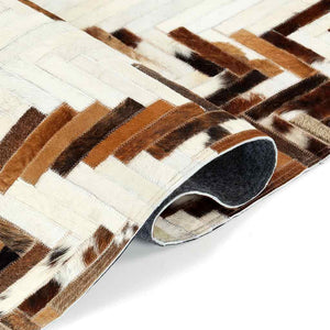 Χαλί Patchwork Καφέ / Λευκό 160 x 230 εκ. Δέρμα με Τρίχωμα - Pakobazaar