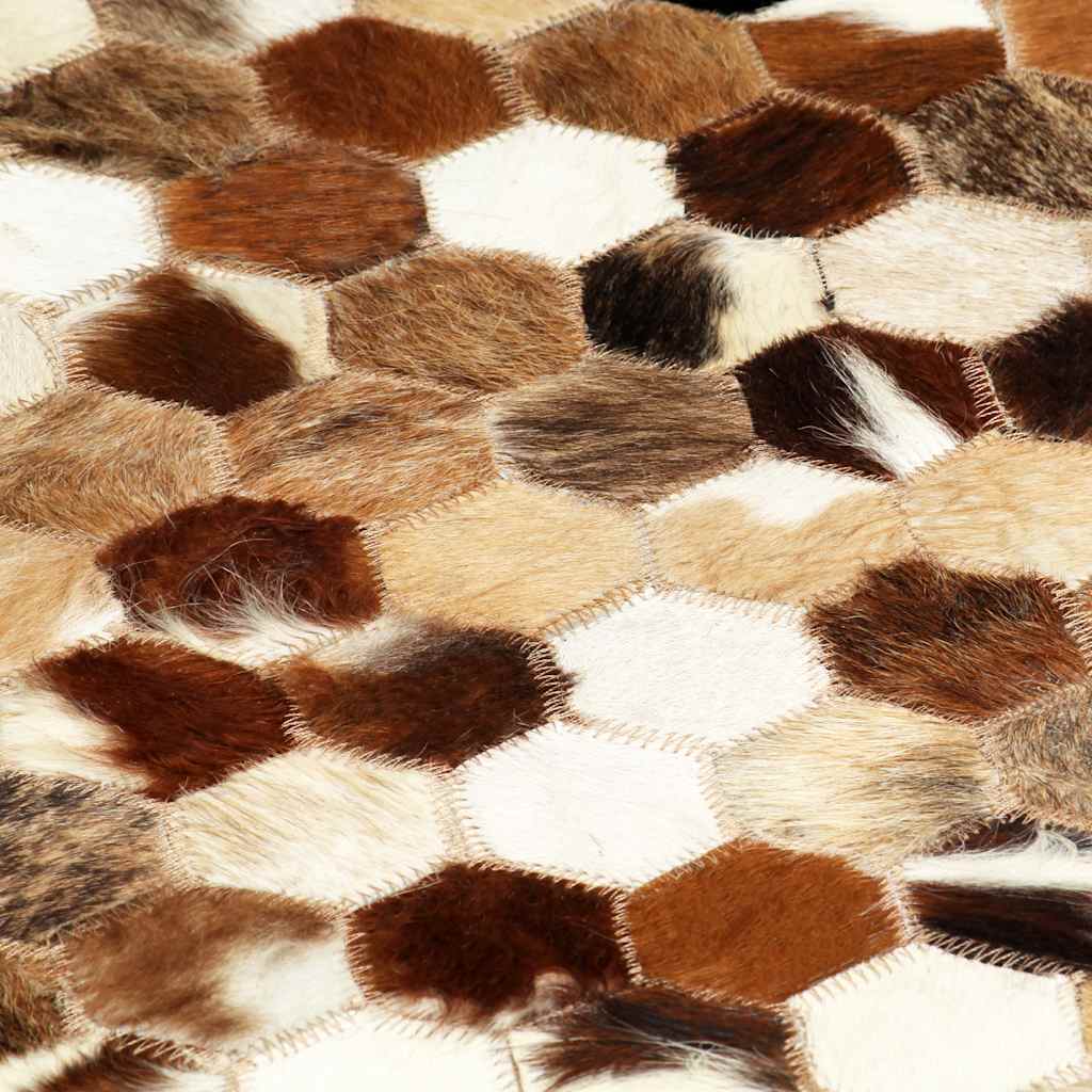 Χαλί Patchwork Καφέ / Λευκό 160 x 230 εκ. Δέρμα με Τρίχωμα