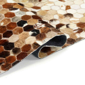 Χαλί Patchwork Καφέ / Λευκό 160 x 230 εκ. Δέρμα με Τρίχωμα