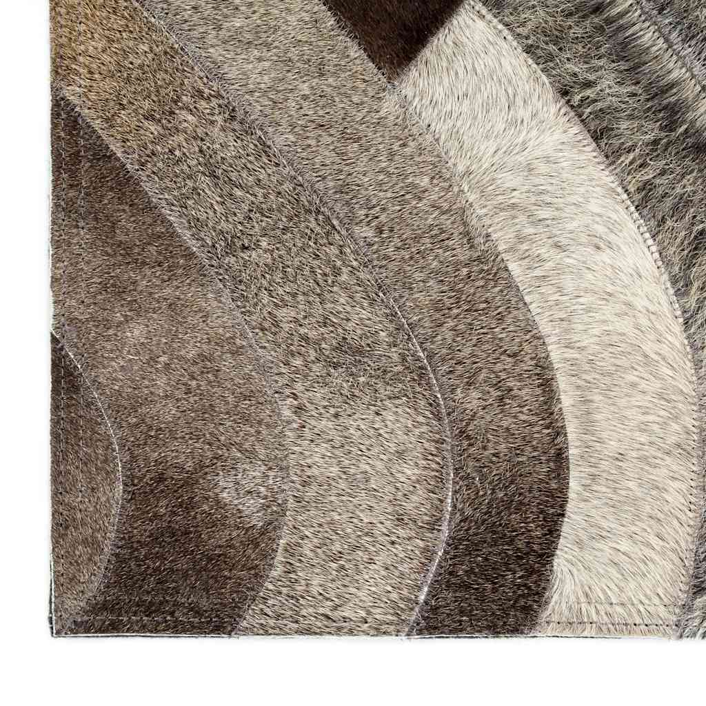 Χαλί Patchwork Γκρι/Ασημί 160 x 230 εκ. Γνήσιο Δέρμα με Τρίχωμα