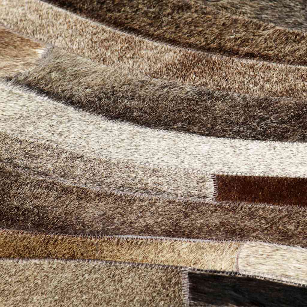 Χαλί Patchwork Γκρι/Ασημί 160 x 230 εκ. Γνήσιο Δέρμα με Τρίχωμα