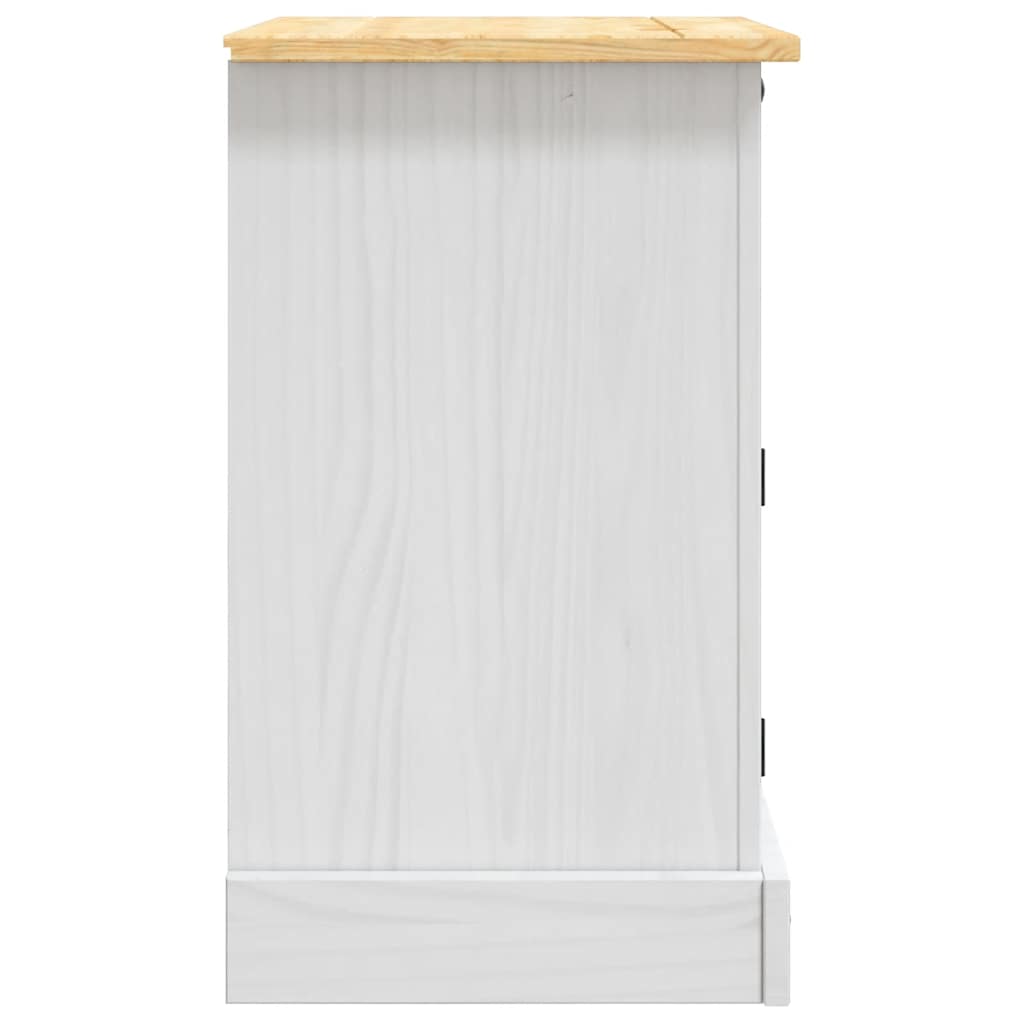 Κομοδίνο Μεξικάνικο Στιλ Corona Λευκό 53x39x67 εκ. Ξύλο Πεύκου - PAKOBAZAAR