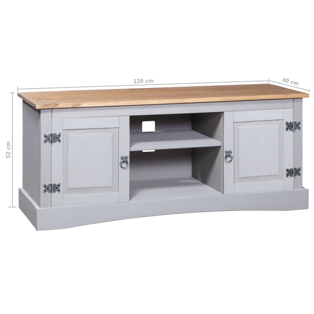 Κομοδίνο Μεξικάνικο Στιλ Corona Γκρι 120x40x52 εκ. Ξύλο Πεύκου - Pakobazaar