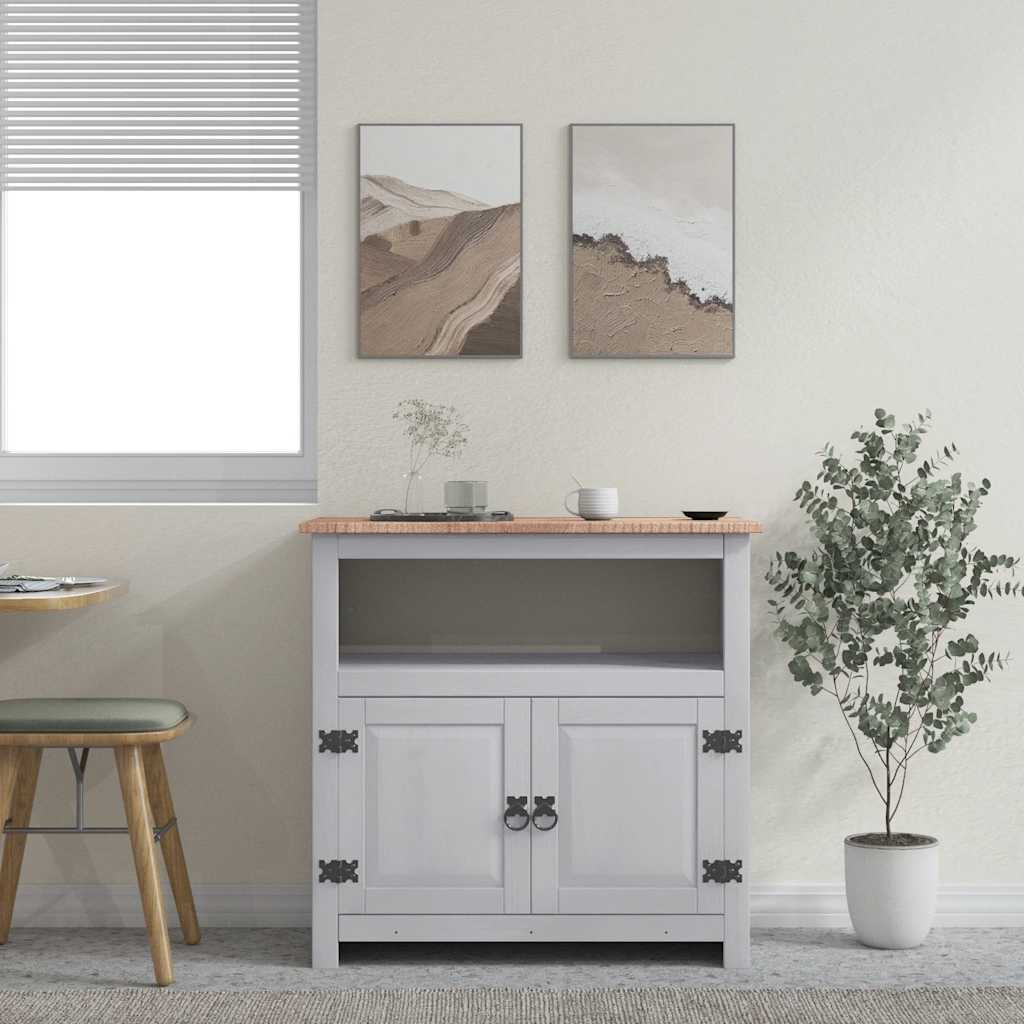 Κομοδίνο Μεξικάνικο Στιλ Corona Γκρι 80x43x78 εκ. Ξύλο Πεύκου