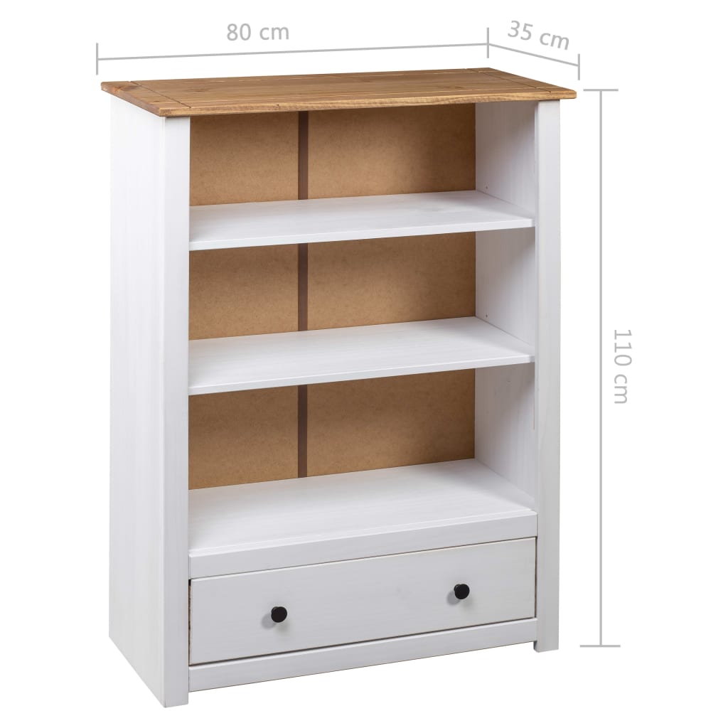 Βιβλιοθήκη Λευκή 80x35x110 εκ. Μασίφ Ξύλο Πεύκου Σειρά Panama - PAKOBAZAAR