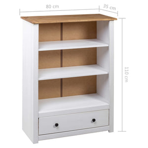 Βιβλιοθήκη Λευκή 80x35x110 εκ. Μασίφ Ξύλο Πεύκου Σειρά Panama - PAKOBAZAAR