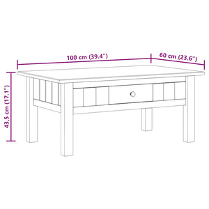 Τραπεζάκι Σαλονιού Λευκό 100x60x45 εκ. Μασίφ Πεύκο Σειρά Panama - PAKOBAZAAR